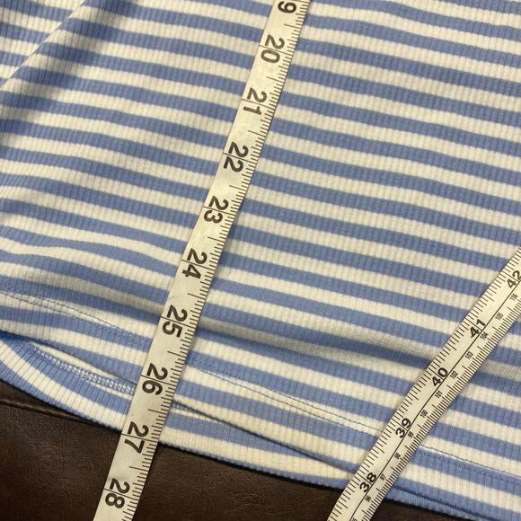 Lane Bryant Blue White Striped Sleeveless Polo Top Plus 26/28 Ribbed Stretch New - Picture 11 of 15